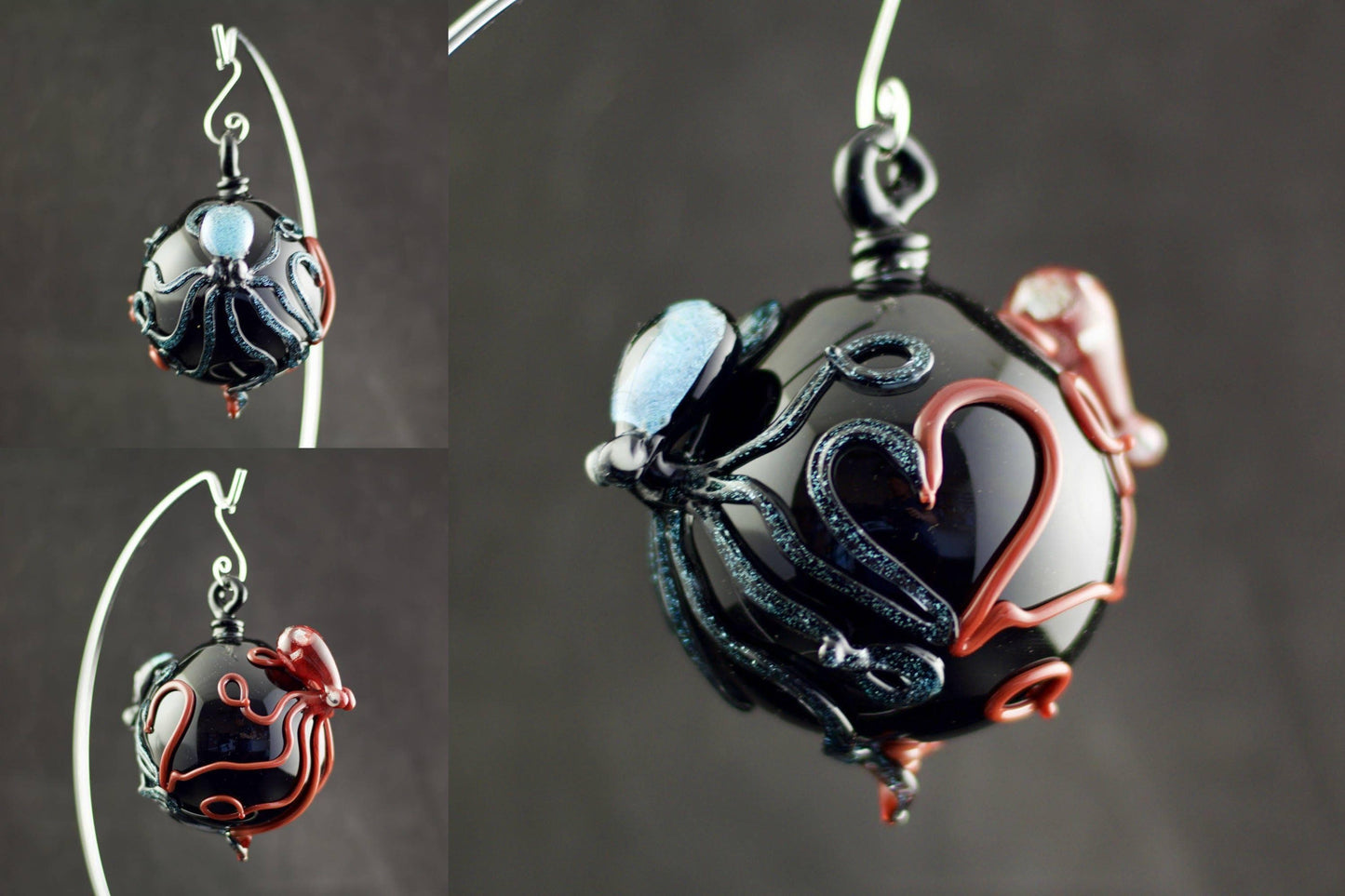 Octopi My Heart Glass Ornament