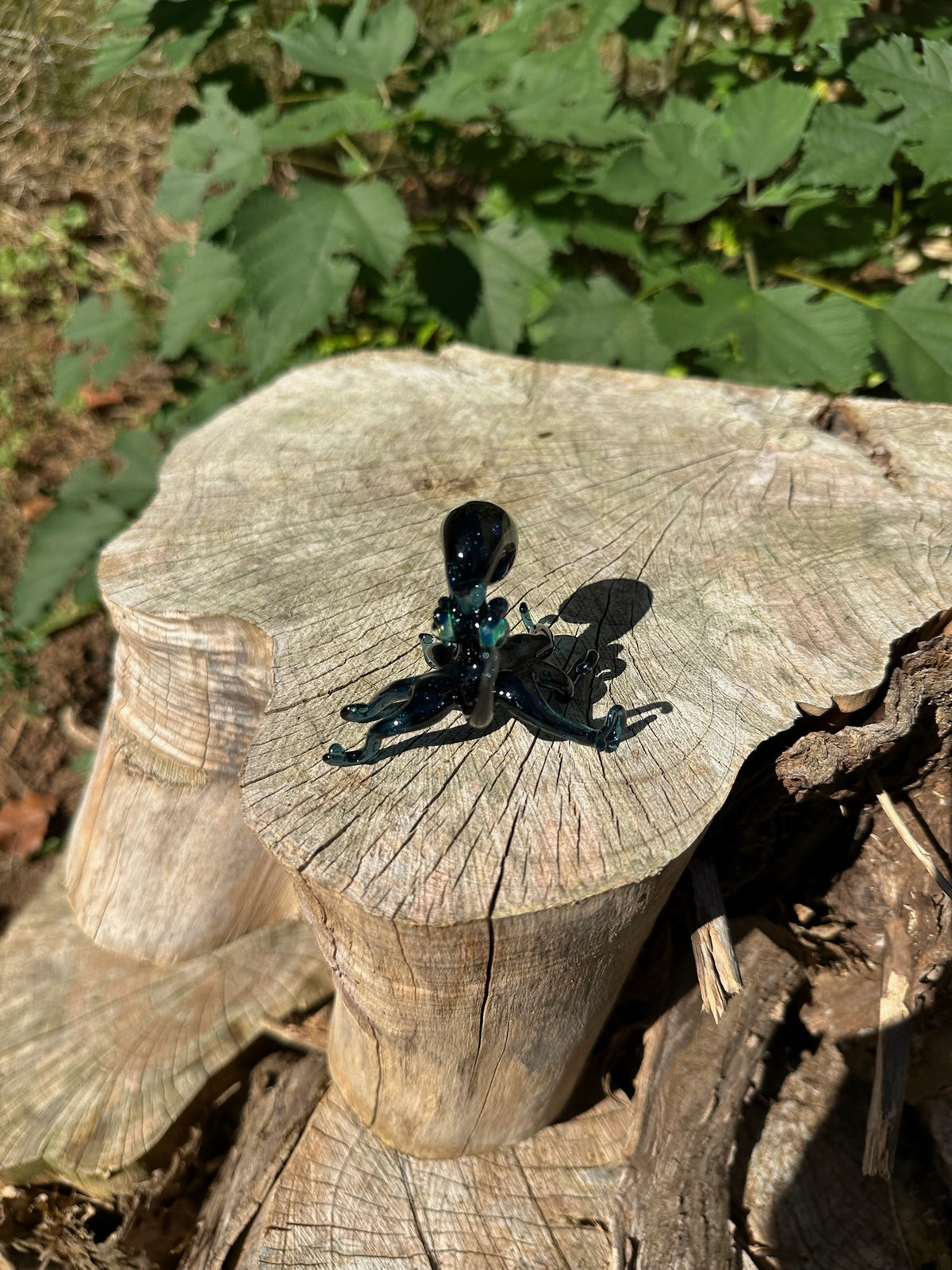 Octopus Glass Figurine in Heavy Blue Stardust