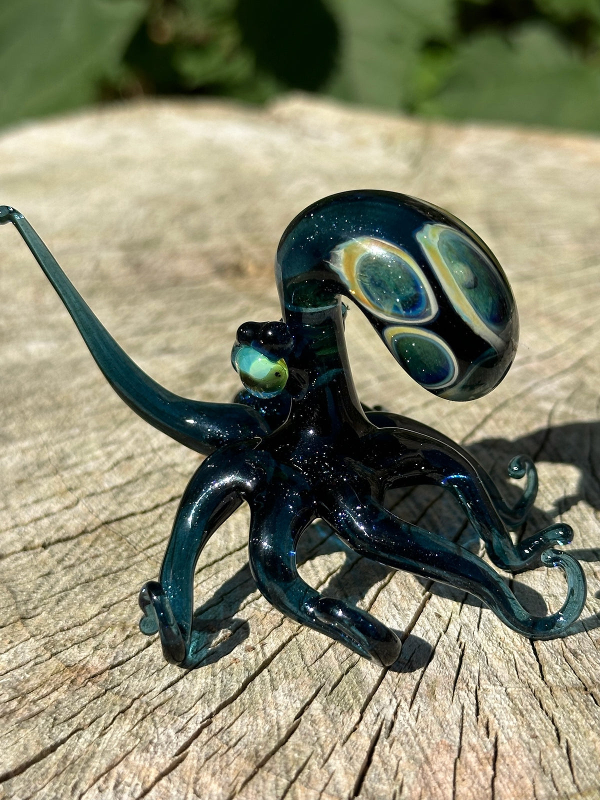 Octopus Glass Figurine in Heavy Blue Stardust