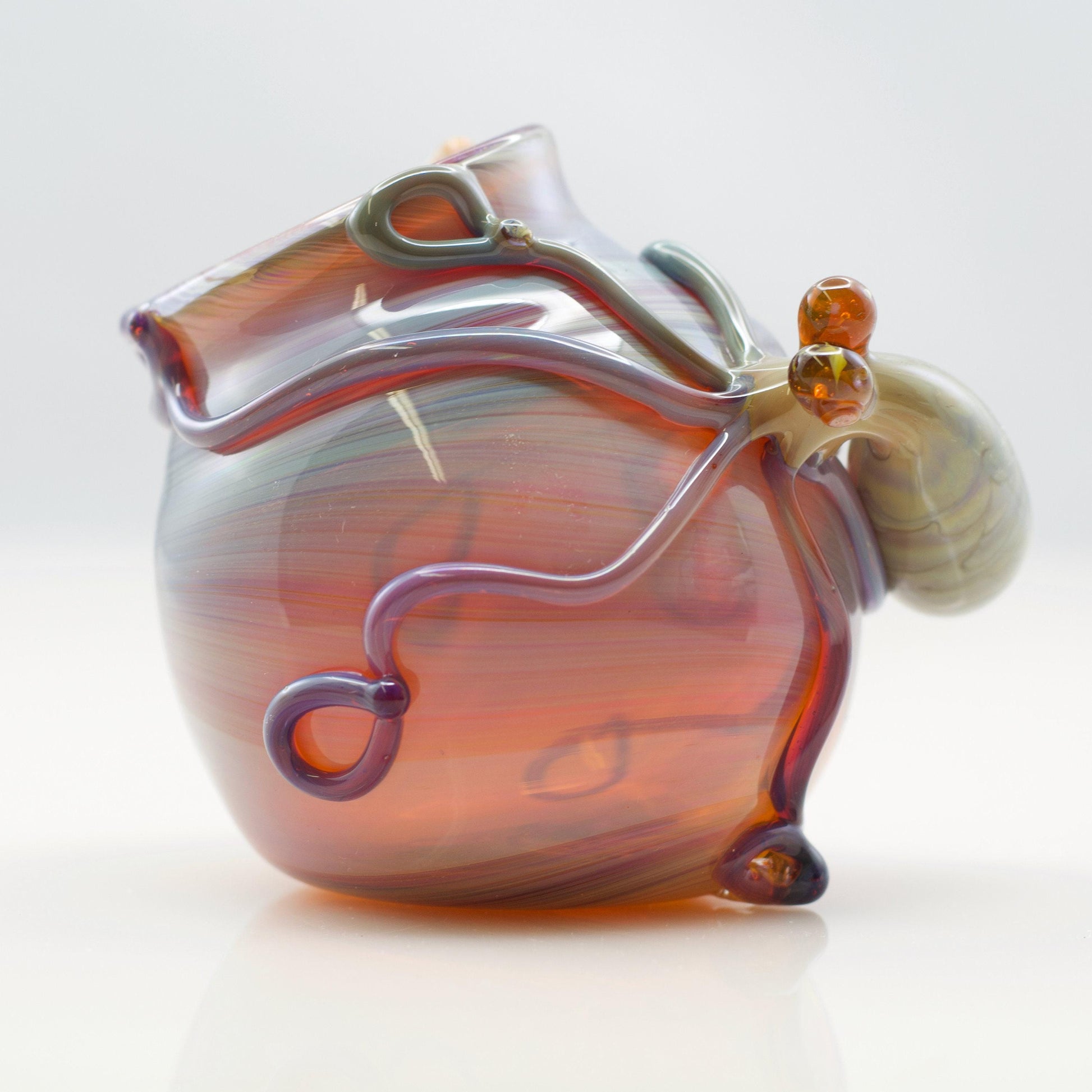 Blown glass rainbow globe terrarium with octopus sculpture